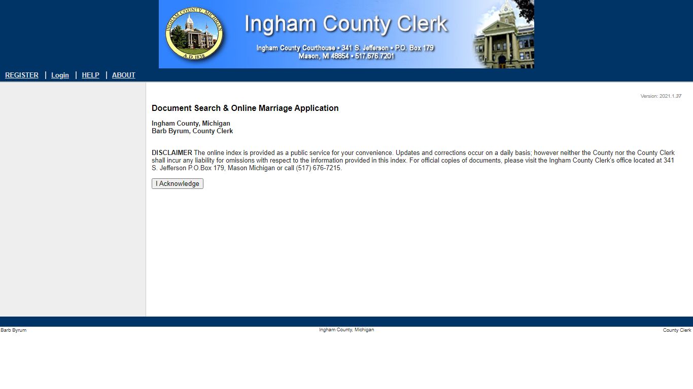 Ingham County Clerk's Document Search site
